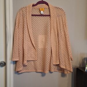 Ruby Rd. Women's Peach Sheer Open-Front Cardigan Jacket